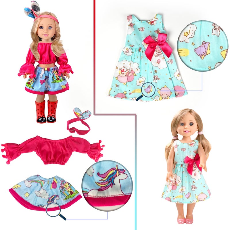 WONDOLL 10-Sets Doll-Clothes for American-14-inch-Dolls - Compatible with 14.5-inch-Dolls Handmade Clothes and Outfits Accessories Christmas Birthday Gift for Little Girl - Image 5